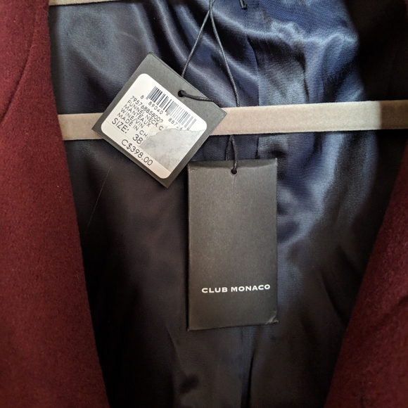 BNWT Club Monaco Manteaux Maroon wool jacket - Picture 2 of 8